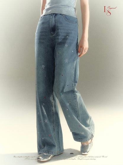 LOLOL.Original Design High Waist Straight Casual Jeans Pants