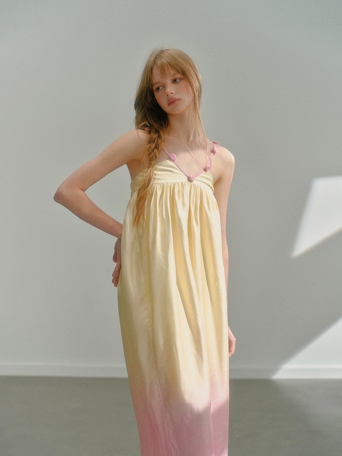 UNOSA.Original Design "Sunset Tulip" Gradient Holiday Long Dress