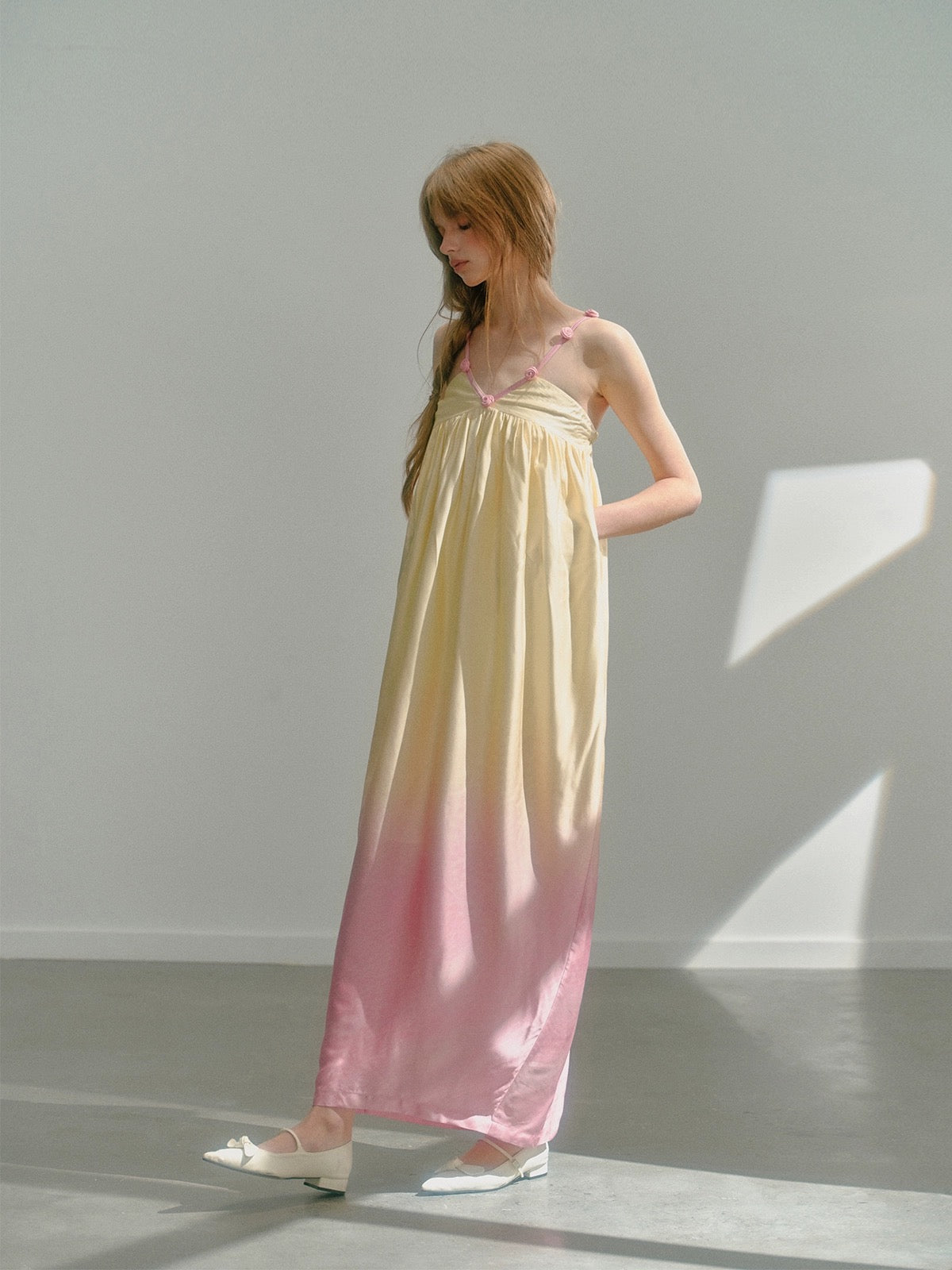 UNOSA.Original Design "Sunset Tulip" Gradient Holiday Long Dress