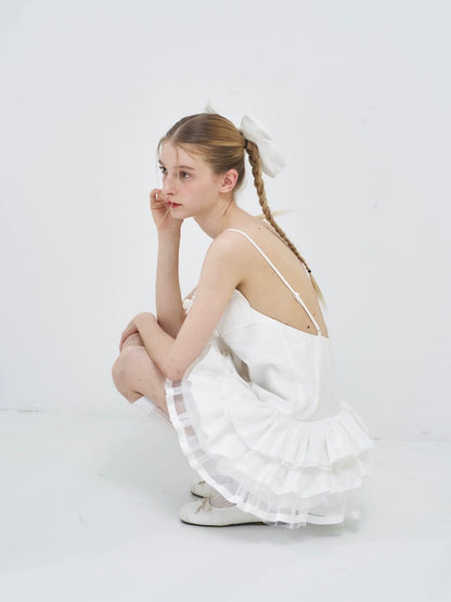 PER PEARL. Original Design "Cream Cake" White Flower Dress