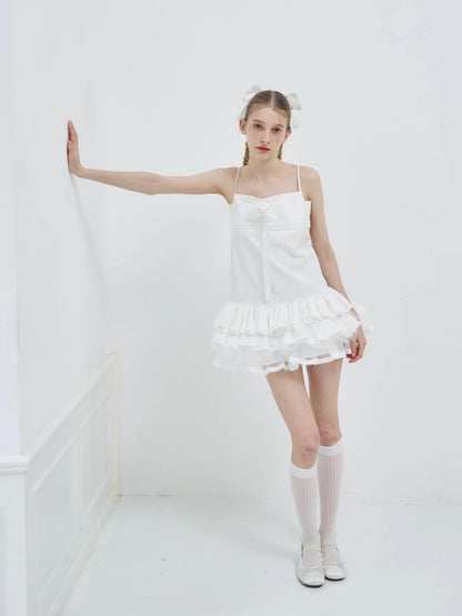 PER PEARL. Original Design "Cream Cake" White Flower Dress