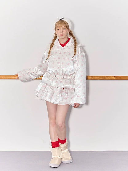 PER PEARL. Original Design Ruched Cropped Goose Down Jacket