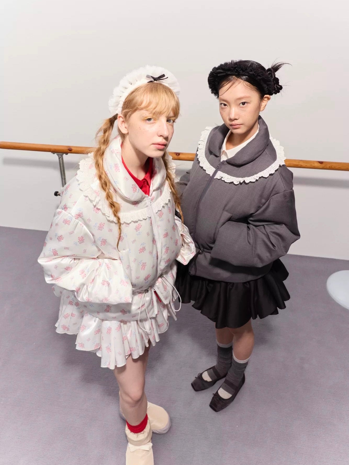 PER PEARL. Original Design Ruched Cropped Goose Down Jacket