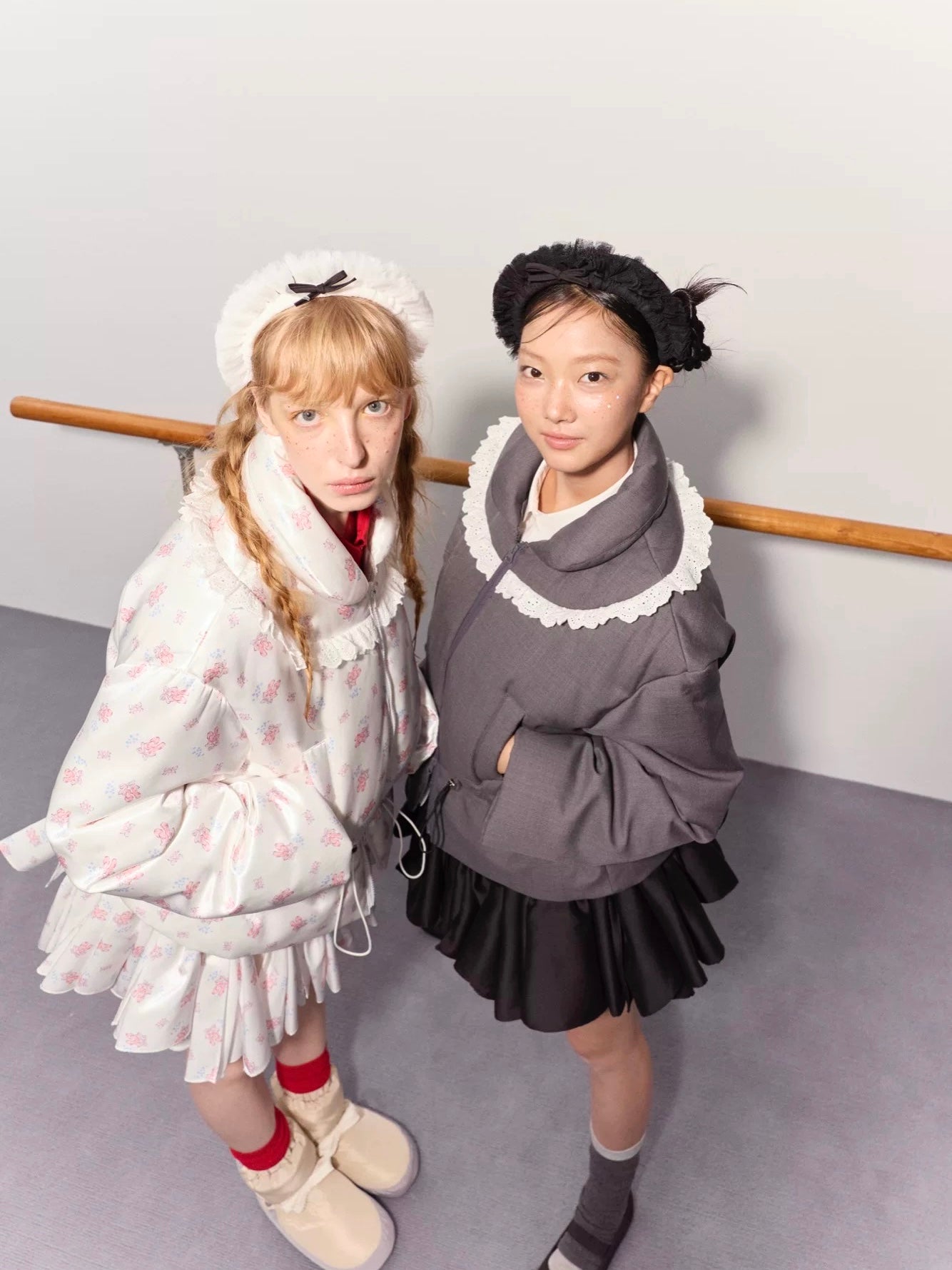 PER PEARL. Original Design Ruched Cropped Goose Down Jacket