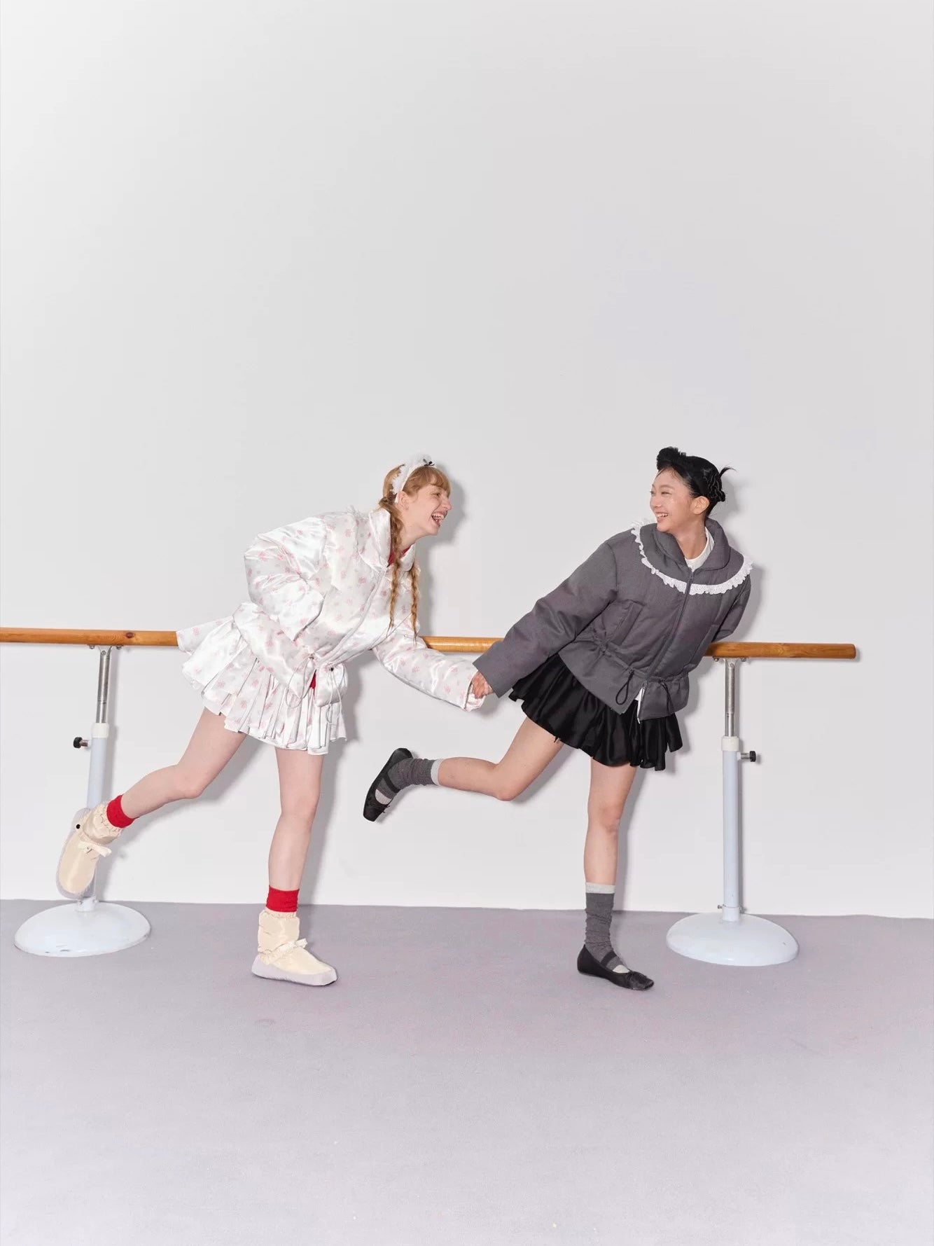 PER PEARL. Original Design Ruched Cropped Goose Down Jacket