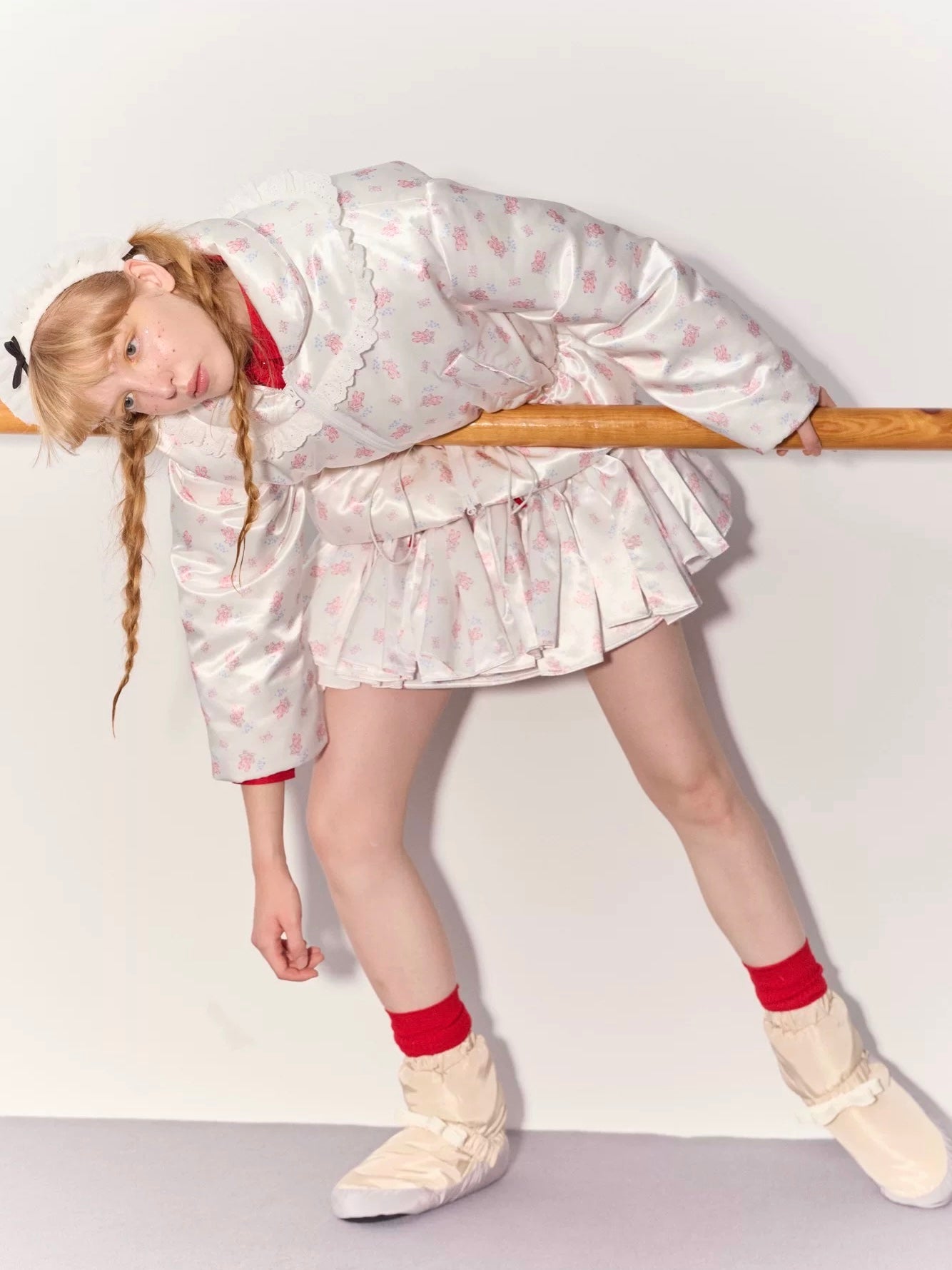 PER PEARL. Original Design Ruched Cropped Goose Down Jacket