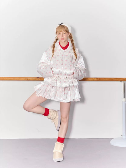 PER PEARL. Original Design Ruched Cropped Goose Down Jacket