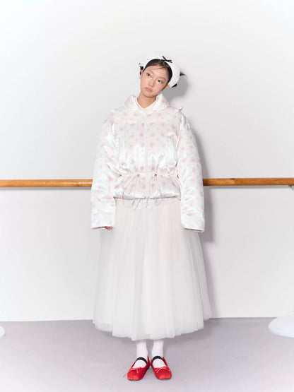 PER PEARL. Original Design Ruched Cropped Goose Down Jacket