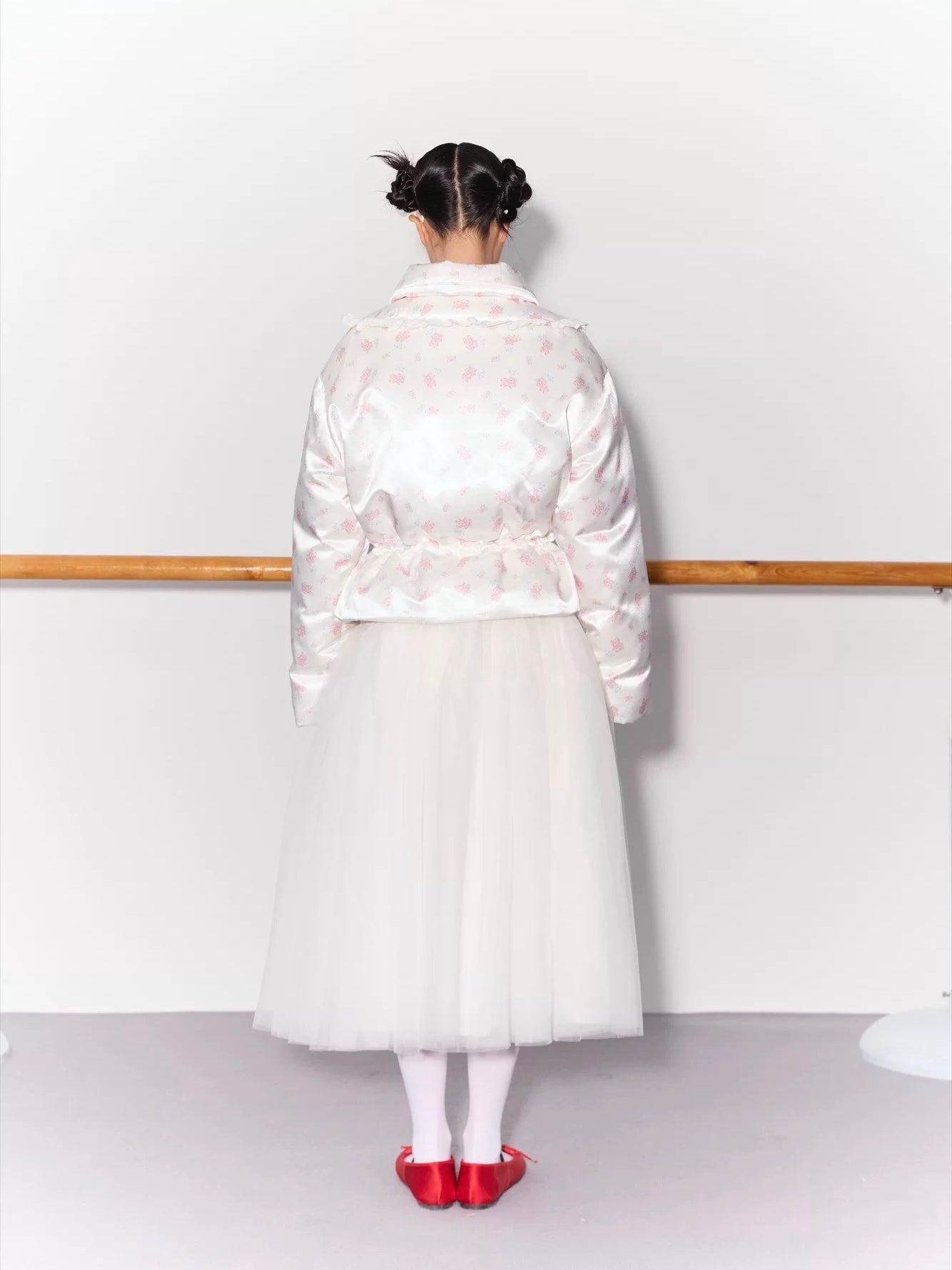 PER PEARL. Original Design Ruched Cropped Goose Down Jacket