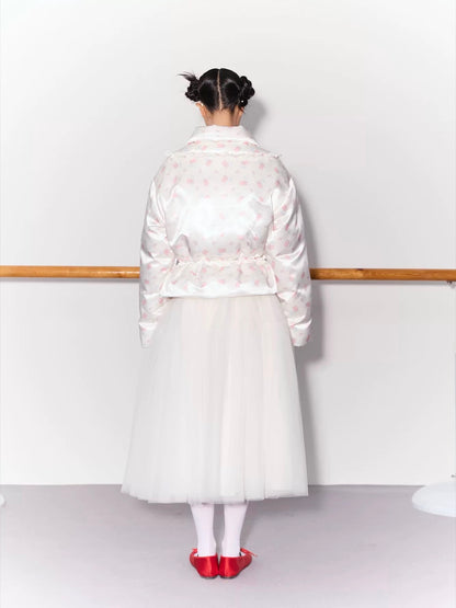 PER PEARL. Original Design Ruched Cropped Goose Down Jacket