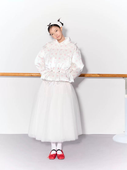 PER PEARL. Original Design Ruched Cropped Goose Down Jacket