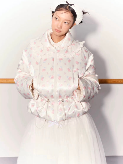 PER PEARL. Original Design Ruched Cropped Goose Down Jacket