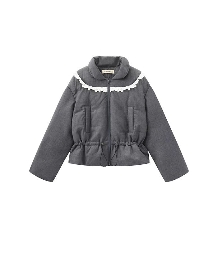PER PEARL. Original Design Ruched Cropped Goose Down Jacket