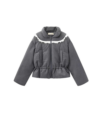 PER PEARL. Original Design Ruched Cropped Goose Down Jacket