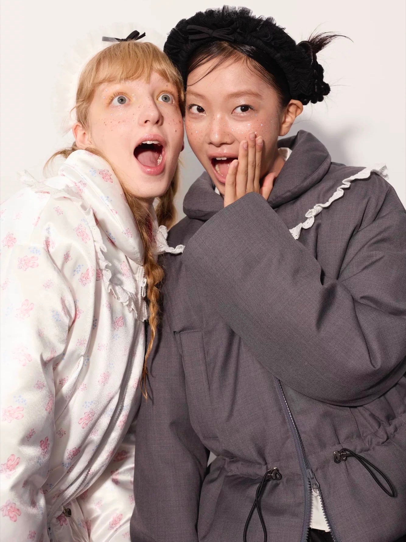 PER PEARL. Original Design Ruched Cropped Goose Down Jacket