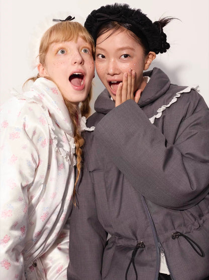 PER PEARL. Original Design Ruched Cropped Goose Down Jacket