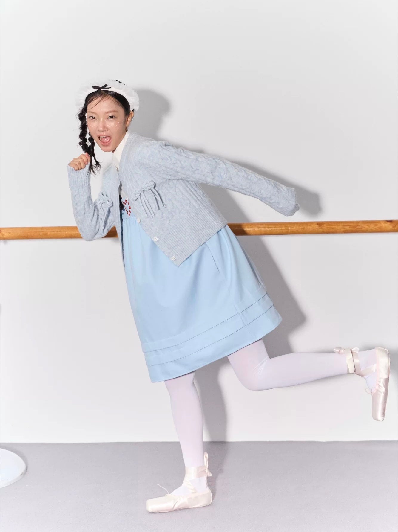 PER PEARL. Original Design Cable Knit Bow Tie Cardigan