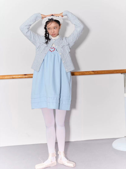 PER PEARL. Original Design Cable Knit Bow Tie Cardigan