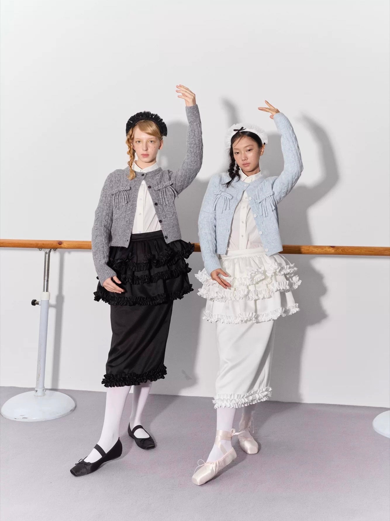 PER PEARL. Original Design Cable Knit Bow Tie Cardigan