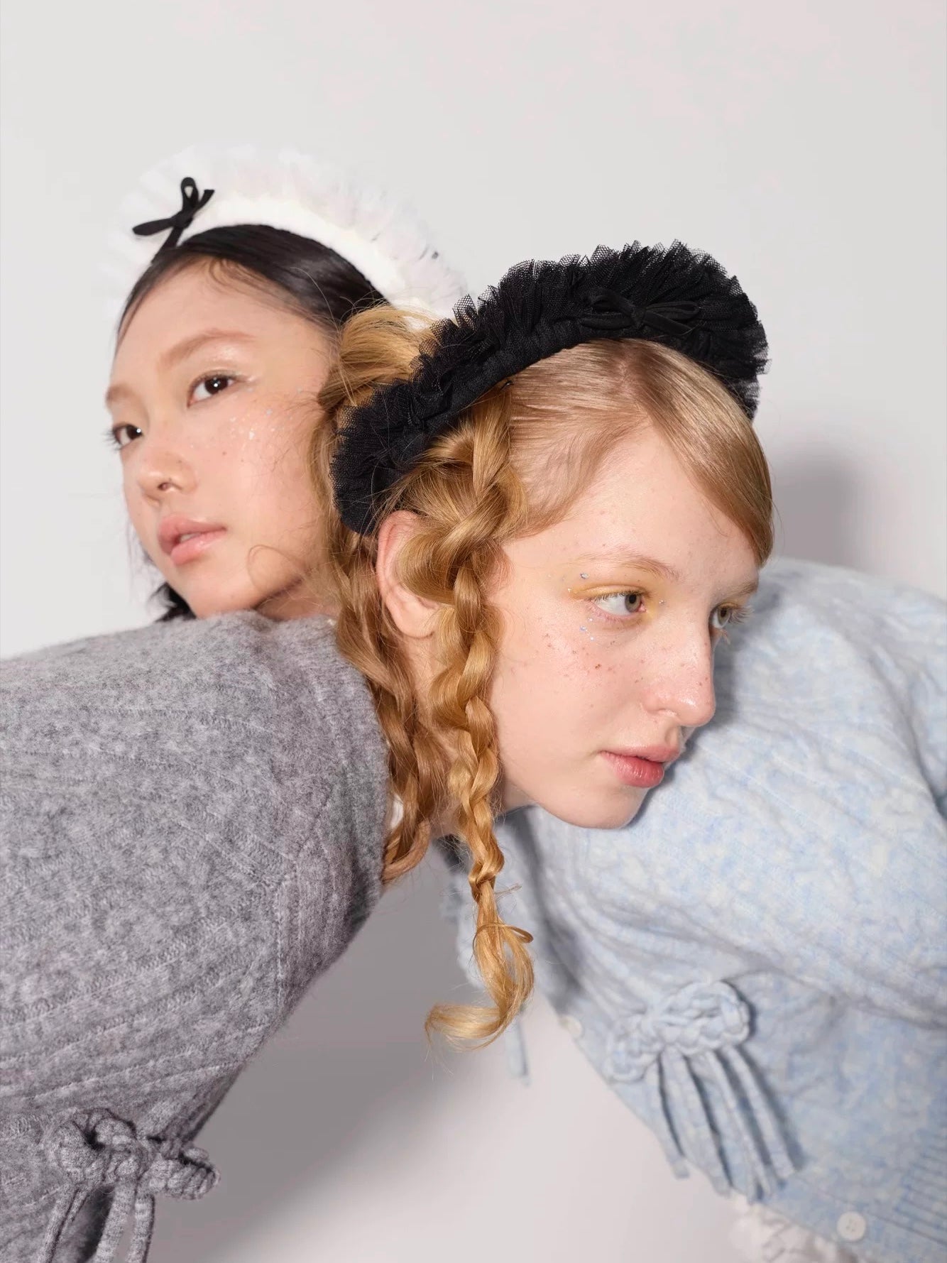 PER PEARL. Original Design Cable Knit Bow Tie Cardigan