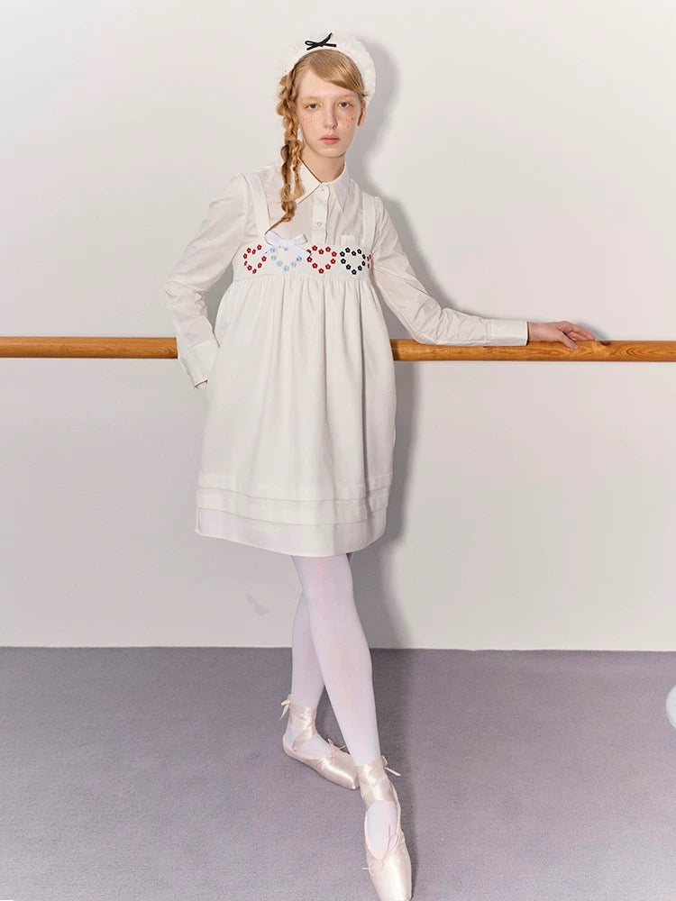 PER PEARL. Original Design Heart Embroidered Spaghetti Strap Dress