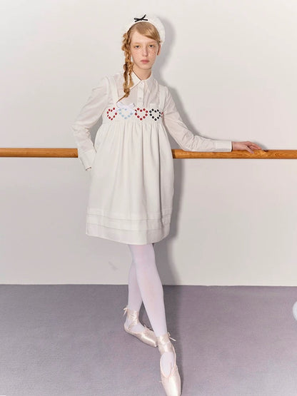 PER PEARL. Original Design Heart Embroidered Spaghetti Strap Dress