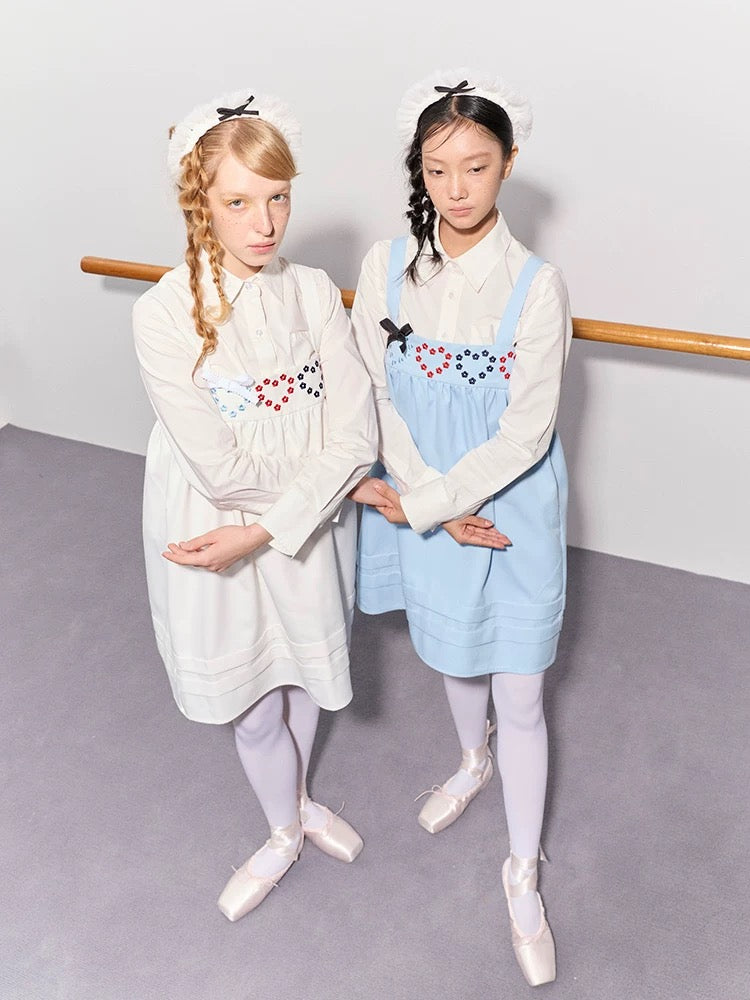 PER PEARL. Original Design Heart Embroidered Spaghetti Strap Dress