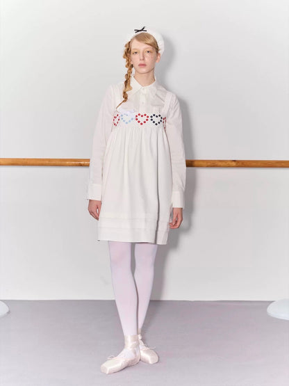 PER PEARL. Original Design Heart Embroidered Spaghetti Strap Dress