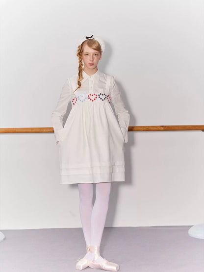 PER PEARL. Original Design Heart Embroidered Spaghetti Strap Dress