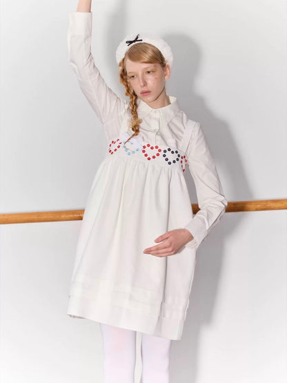 PER PEARL. Original Design Heart Embroidered Spaghetti Strap Dress