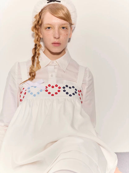 PER PEARL. Original Design Heart Embroidered Spaghetti Strap Dress