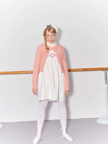 PER PEARL. Original Design Heart Embroidered Spaghetti Strap Dress