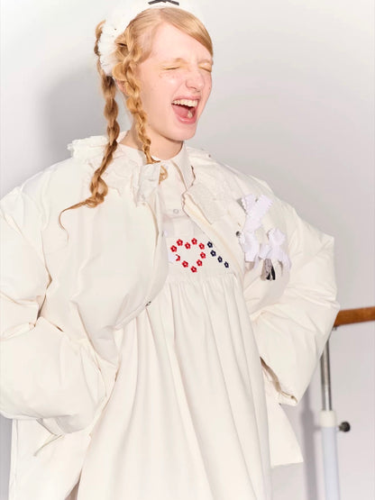 PER PEARL. Original Design Heart Embroidered Spaghetti Strap Dress