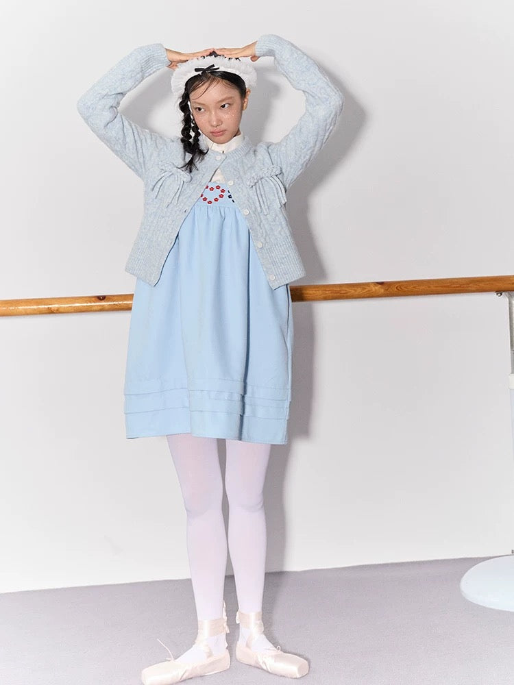 PER PEARL. Original Design Heart Embroidered Spaghetti Strap Dress