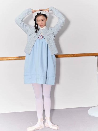 PER PEARL. Original Design Heart Embroidered Spaghetti Strap Dress