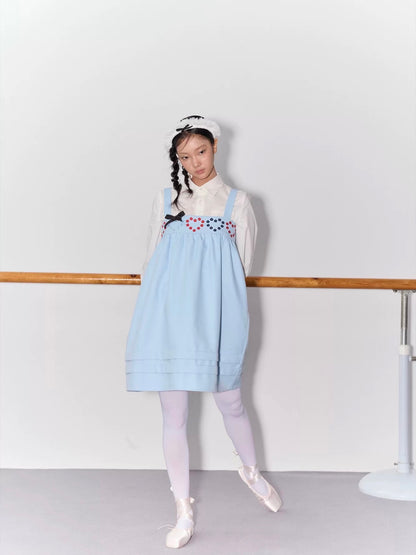 PER PEARL. Original Design Heart Embroidered Spaghetti Strap Dress