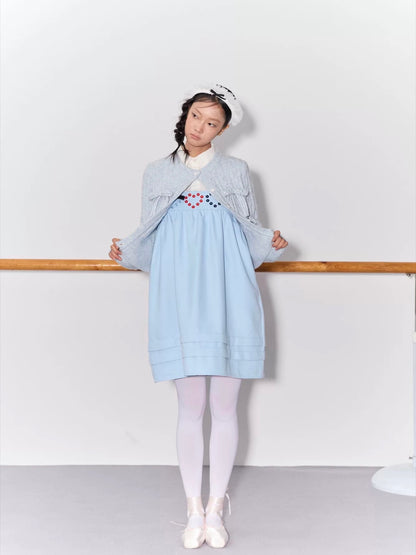 PER PEARL. Original Design Heart Embroidered Spaghetti Strap Dress