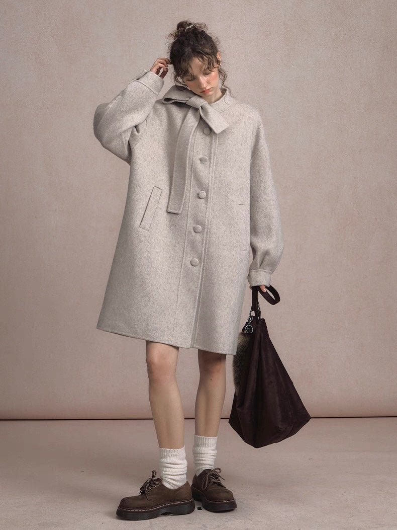 LOLOL. Original Design Double-Faced Wool Long Overcoat
