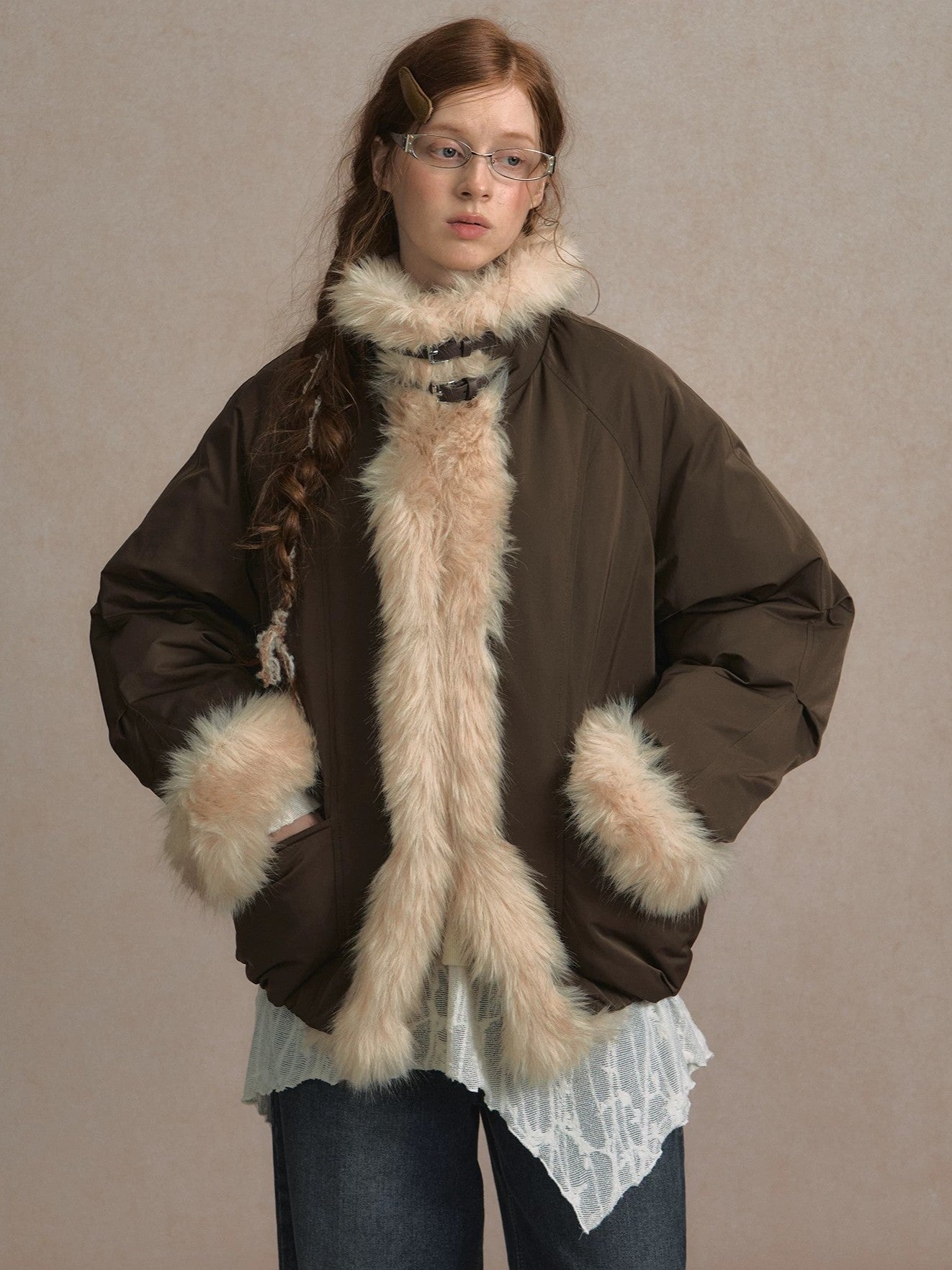 LOLOL. Original Design Fur Collar Short Down Jacket
