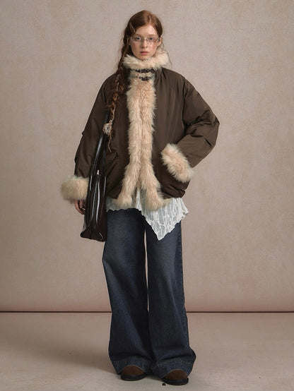 LOLOL. Original Design Fur Collar Short Down Jacket