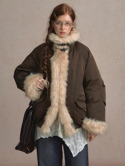 LOLOL. Original Design Fur Collar Short Down Jacket