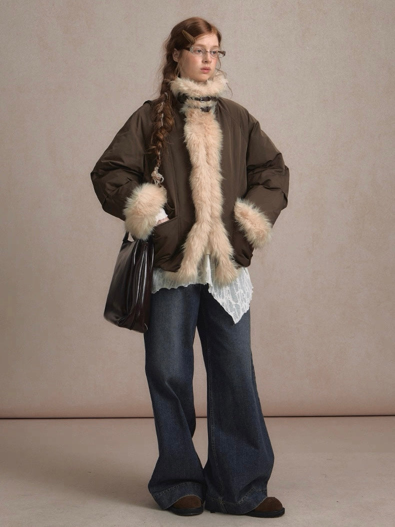 LOLOL. Original Design Fur Collar Short Down Jacket