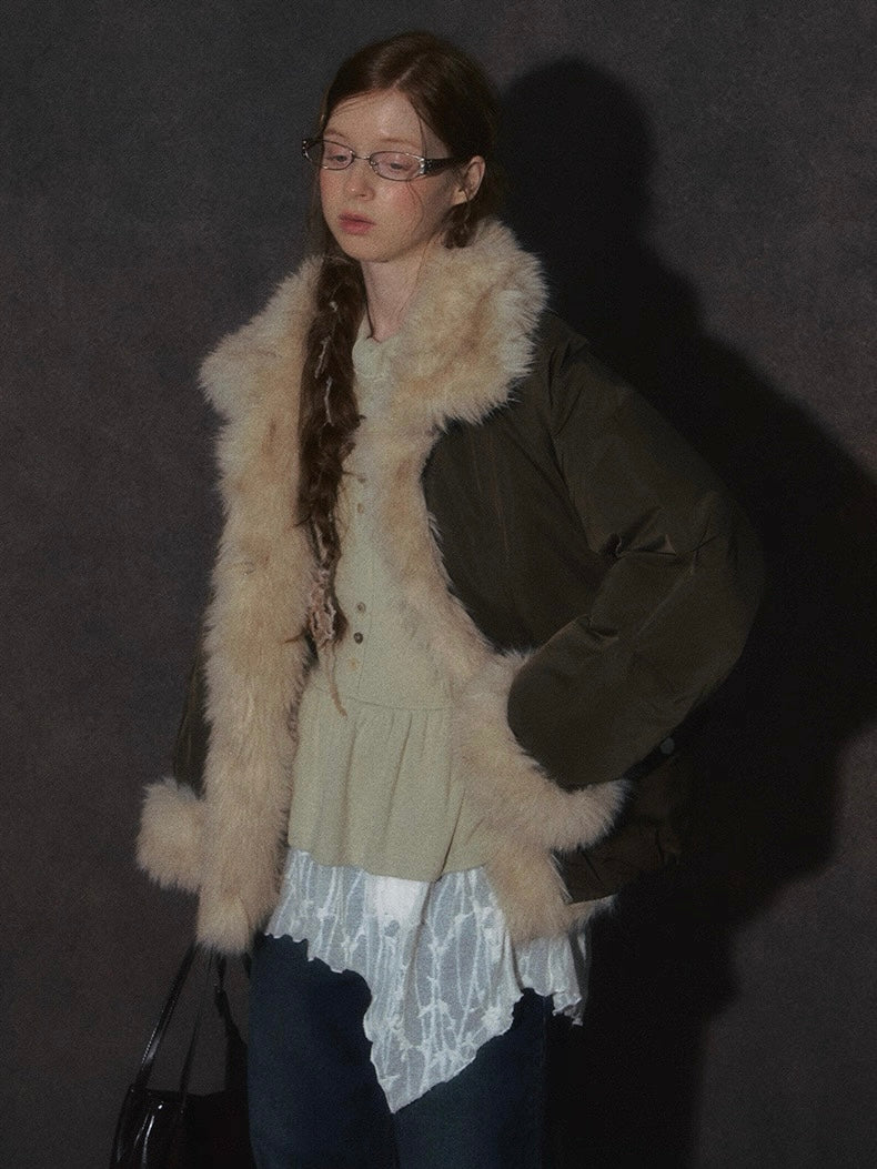 LOLOL. Original Design Fur Collar Short Down Jacket