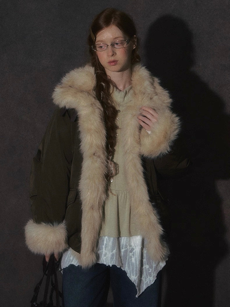 LOLOL. Original Design Fur Collar Short Down Jacket