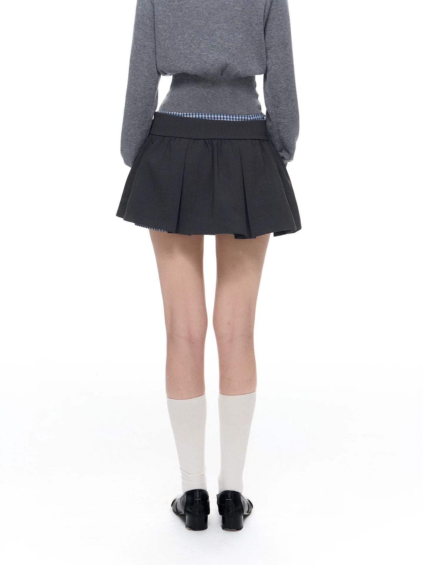 Romance Nanci. Original Design Plaid Patchwork Pleated Skirt