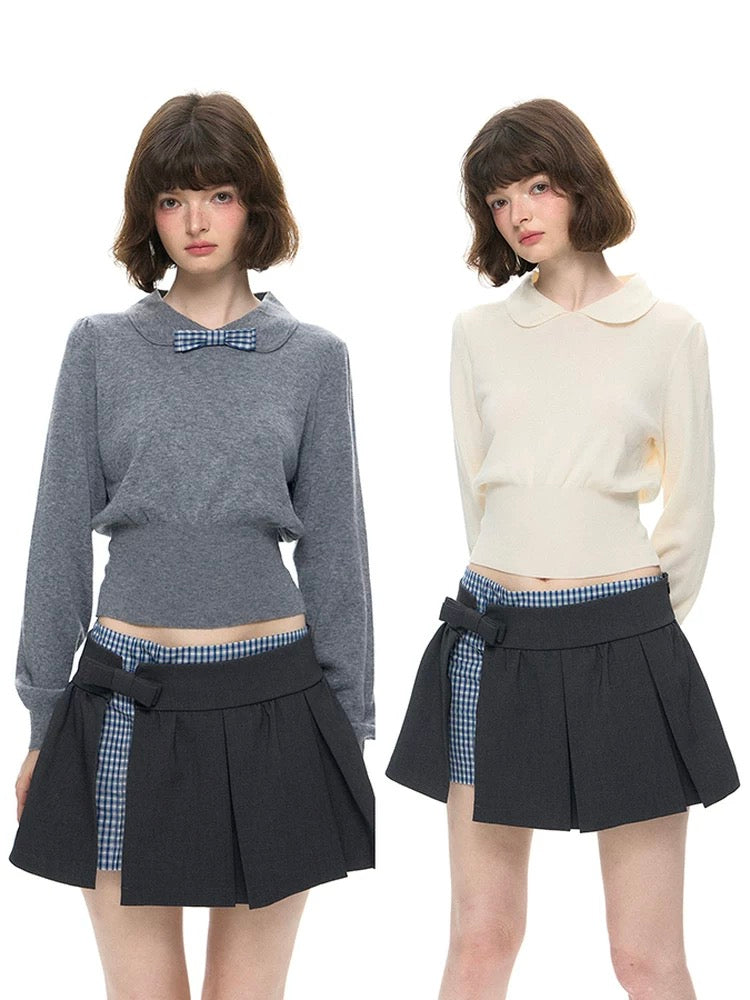 Romance Nanci. Original Design Plaid Patchwork Pleated Skirt