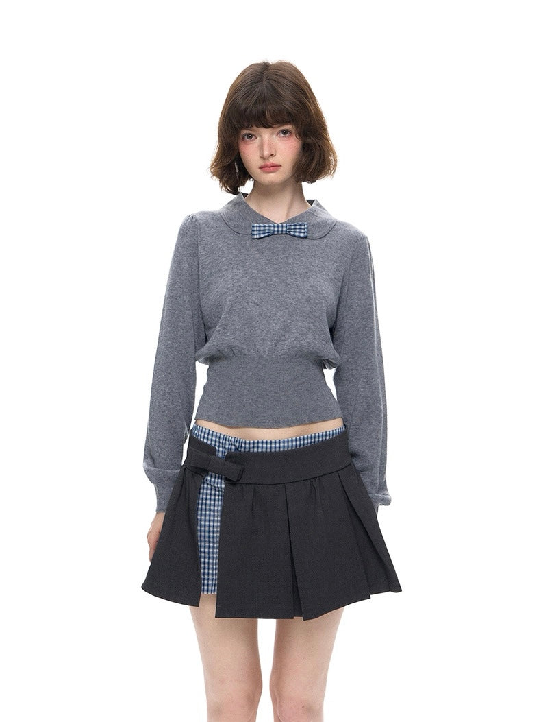 Romance Nanci. Original Design Plaid Patchwork Pleated Skirt