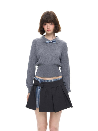 Romance Nanci. Original Design Plaid Patchwork Pleated Skirt