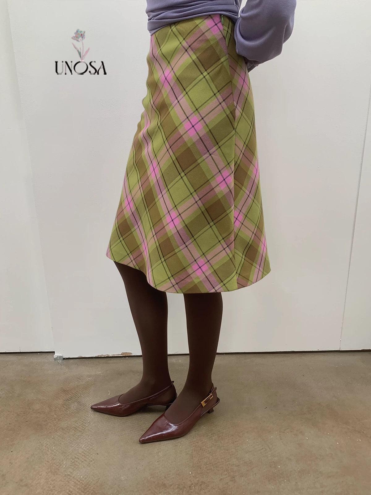 UNOSA. Original Design Plaid Vintage Straight Skirt