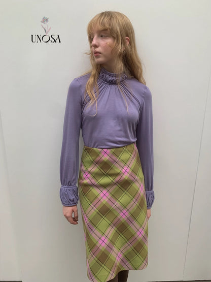 UNOSA. Original Design Plaid Vintage Straight Skirt